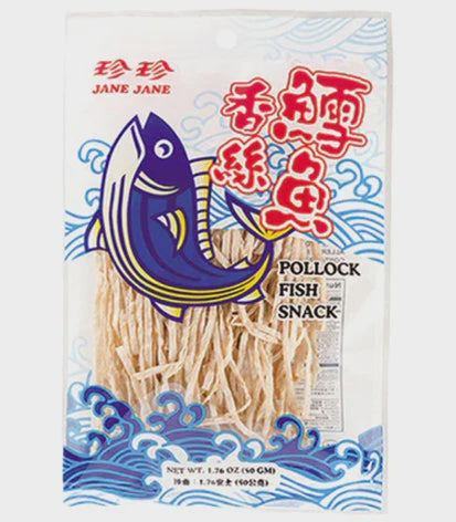 Jane Jane Pollock Fish Snack 珍珍鱈魚香絲 Snack Ca soi 50g x1