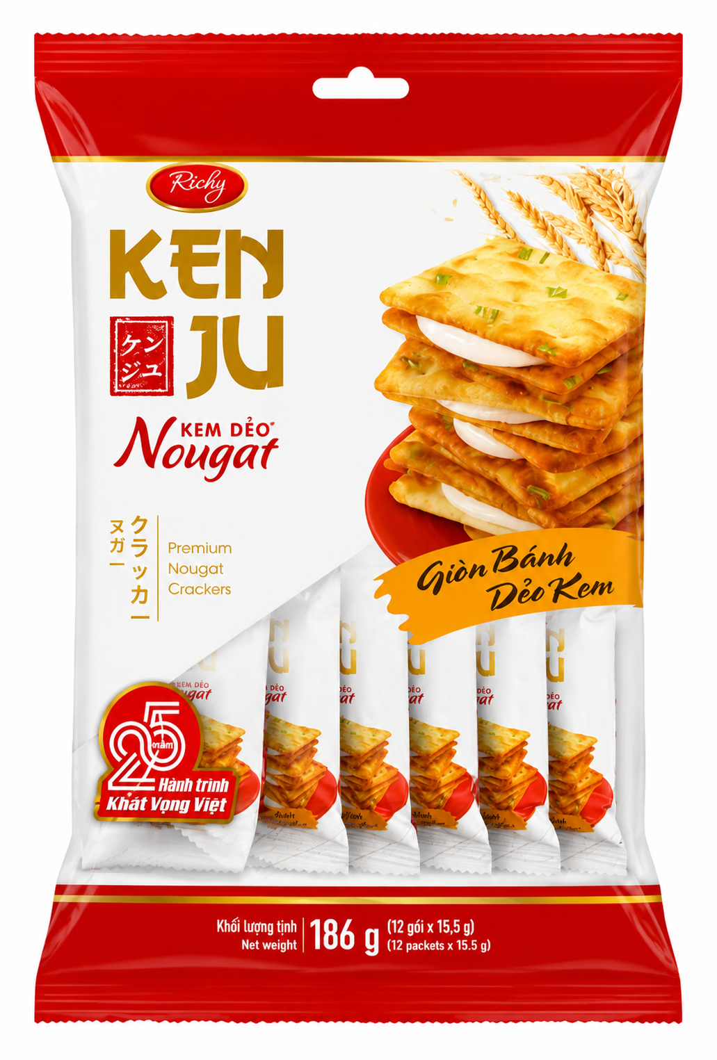 Kenju Nougat Cracker 牛軋餅乾 Banh Quy Kep Kem 186g x 1