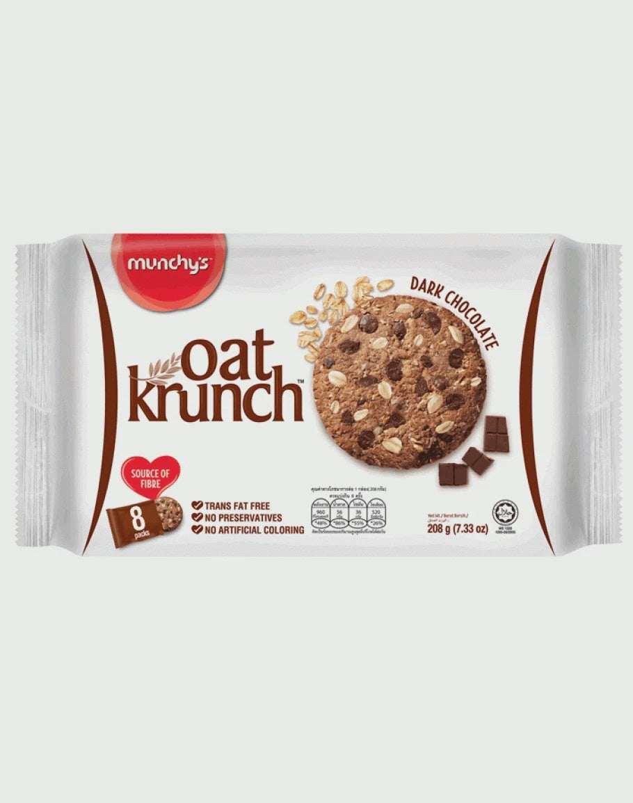 Munchy's Oat Dark Chocolate 燕麥餅乾黑巧克力味 Bánh quy lua mach vi socola den 208g x1
