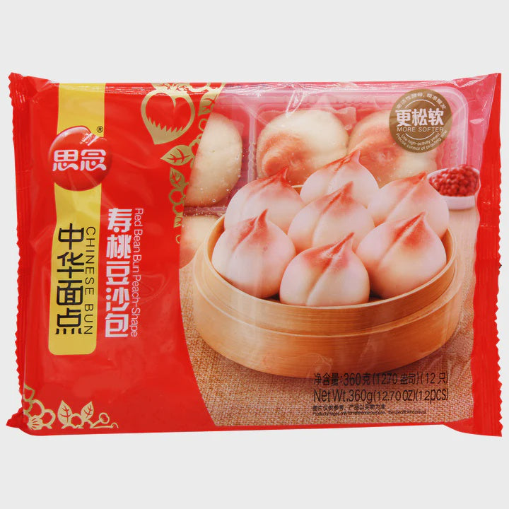 SYNEAR Bánh đậu đỏ hình quả đào 思念壽桃豆沙包 360g x1