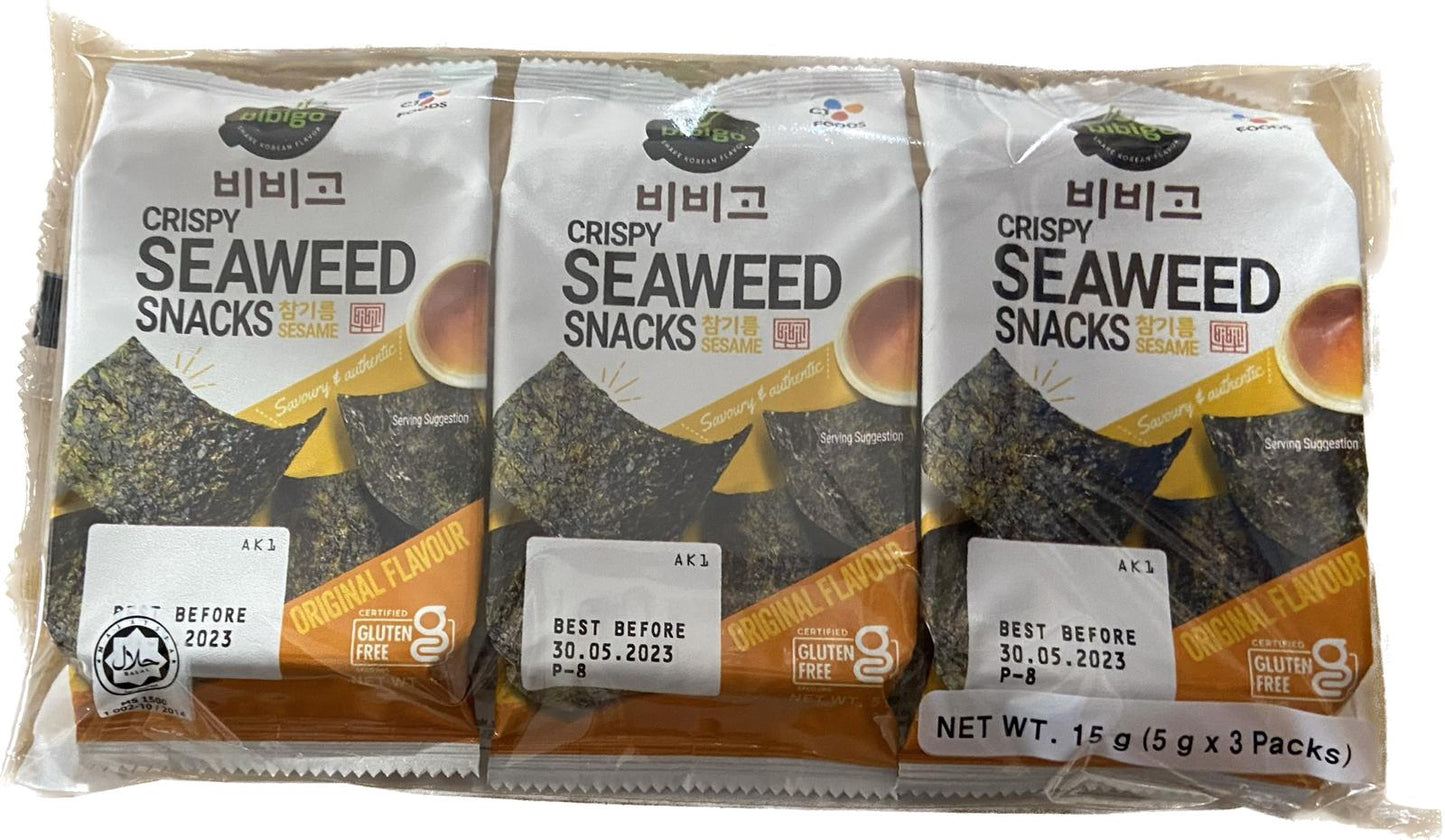 CJ Bibigo Rong biển chiên giòn trong khay(Mè)芝麻紫菜 (5G*3pk)*1
