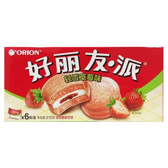 Orion Strawberry Pie 好丽友派轻雪草莓味6只装 Banh Chocopie Vi Dau 210g x1