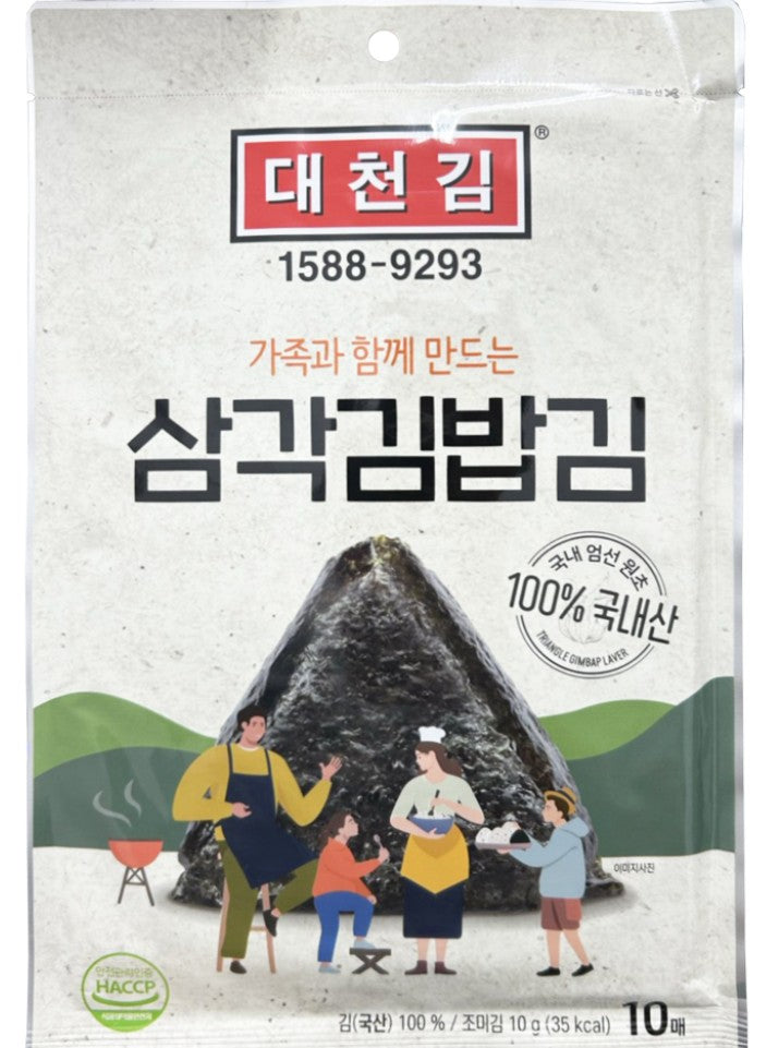 Daechun Roasted Laver for Triangle Kimbab 10SHT 三角壽司紫菜 Rong Bien Cuon Kimbab Tam Giac 10g x 1