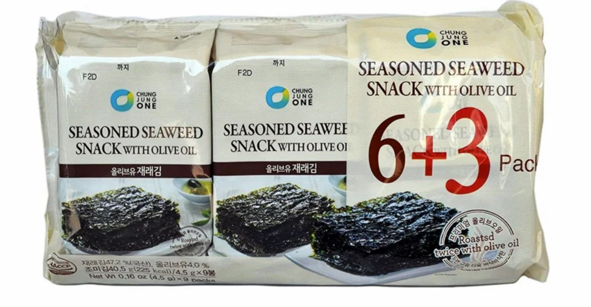 CJ Seasoned Seaweed Snacks with Olive Oil 韓國即食紫菜 (4.5g x 9) x 1