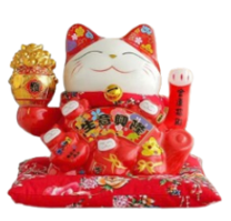 Lucky Cat Red 招財貓 Meo May Man Dai Cat 18cm 1pc x 1
