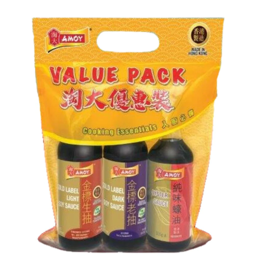 13894 Amoy Value Pack GL Light + Dark Soy + Oyster Sauce 優惠裝 Goi tiet kiem Amoy (2*500ml+555g) x1
