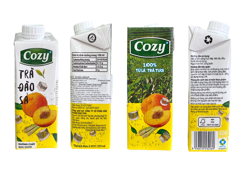 17270 Cozy Peach and Lemon Grass Tea Drink Tra Dao Sa 225ml x 24