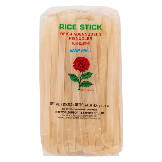 Rose Rice Stick 10mm 玫瑰牌沙河粉 Banh Pho 454g x1