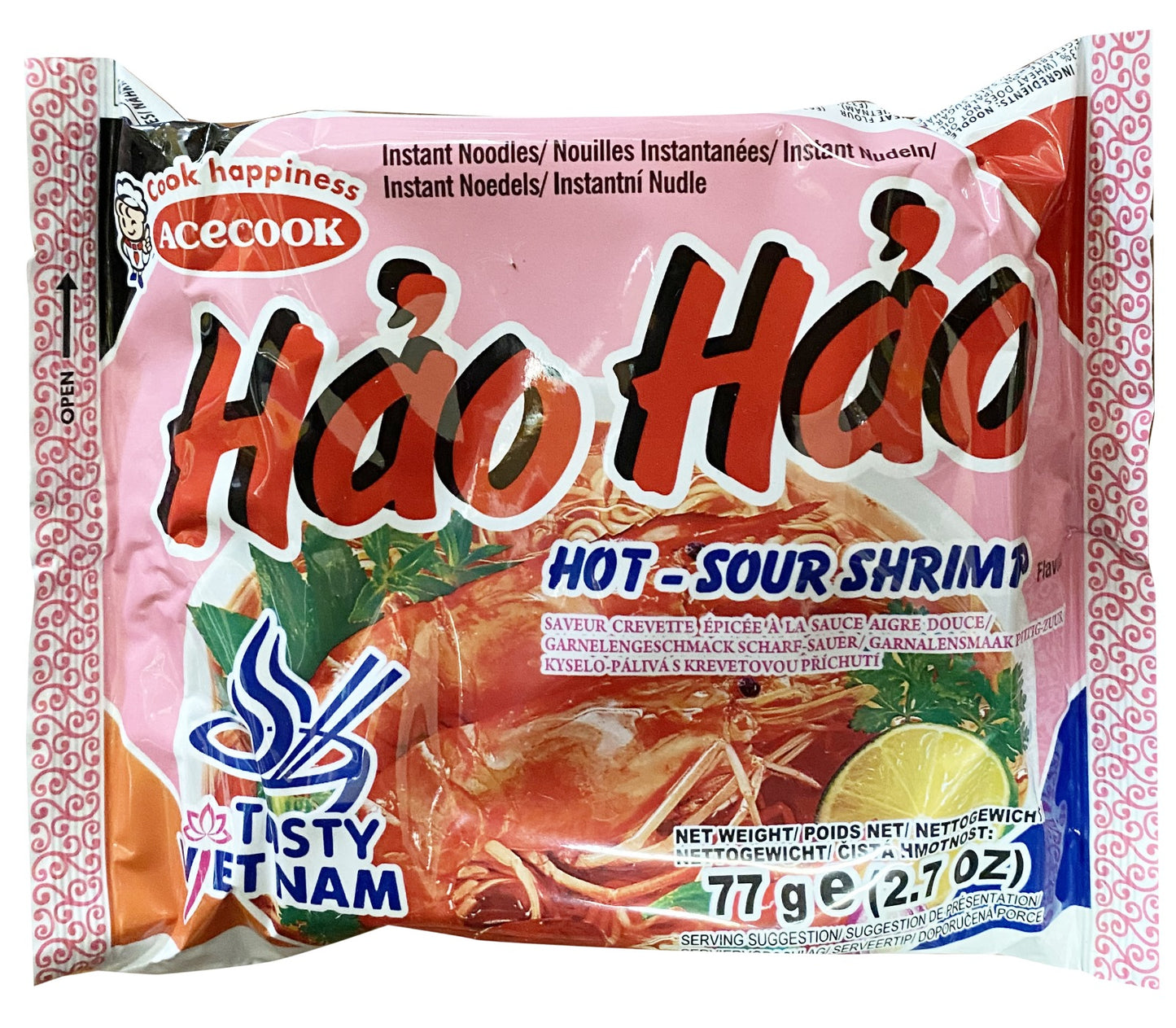 Acecook Hao Hao Hot and Sour Shrimp Mi Tom Chua Cay  1x77g