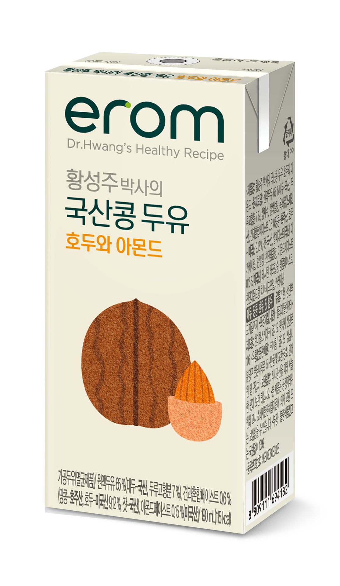 Erom Dr Hwang’s Walnut Almond Soy Drink 豆乳 (核桃和杏仁) Sua dau nanh, oc cho, hanh nhan 190ml x1