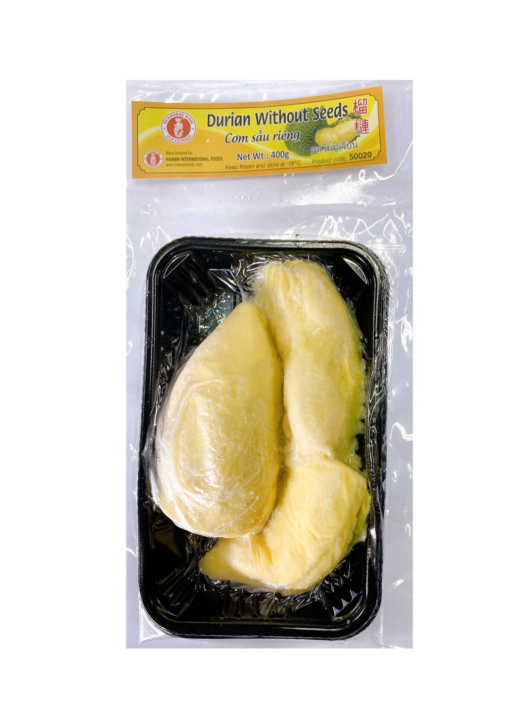 Seahorse King Durian Without Seeds Sau Rieng Khong Hat急凍無核榴槤 400gr x 1