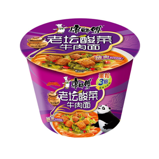 Master Kong Instant Bowl Noodle (Sauerkraut Beef Flavour) 酸菜牛肉麵 Mi An Lien Vi Bo Va Bap Cai Len Men 113g x1