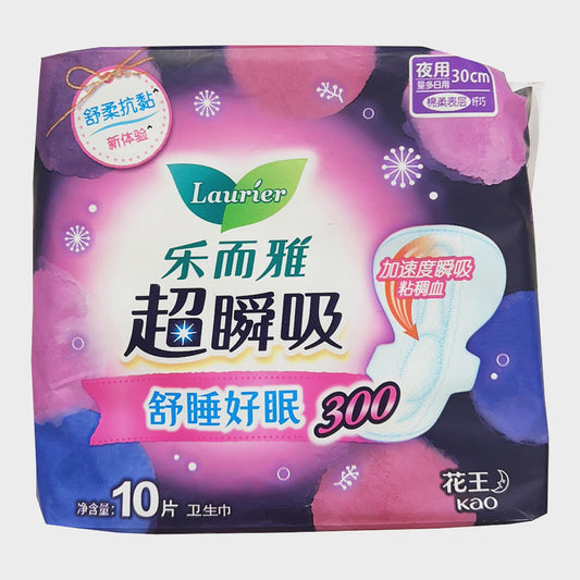 20926 LAURIER-SANITARY TOWELS (NIGHT USE) 乐而雅 片装 超瞬吸夜用300 Bang Ve Sinh (Ban Dem) 10Pcs x1