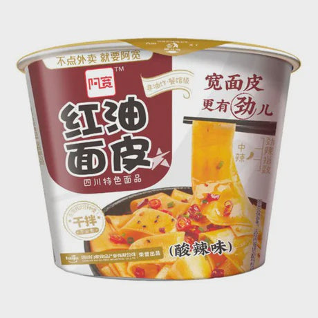 AK Broad Noodle (Bowl) - Sour & Hot 阿寬紅油麵皮-酸辣(碗)115g x1