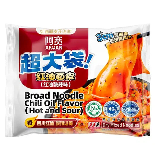 AK Broad Noodle (Big Bag) - Sour & Hot 阿宽红油面皮-酸辣(超大袋) 140g x1