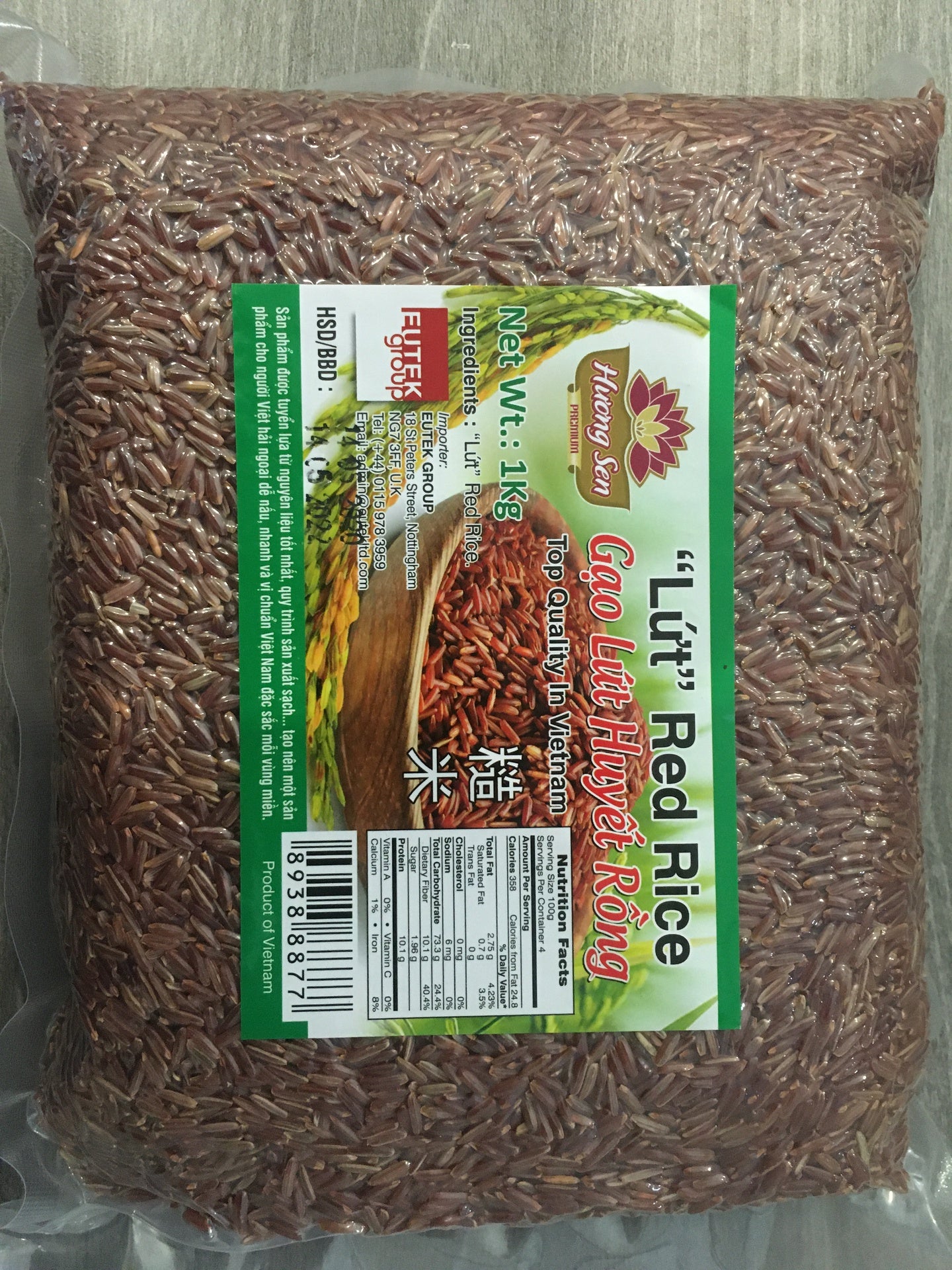 80019 Huong Sen Lut Red Rice Gao Lut Huyet Rong 1kg x 1