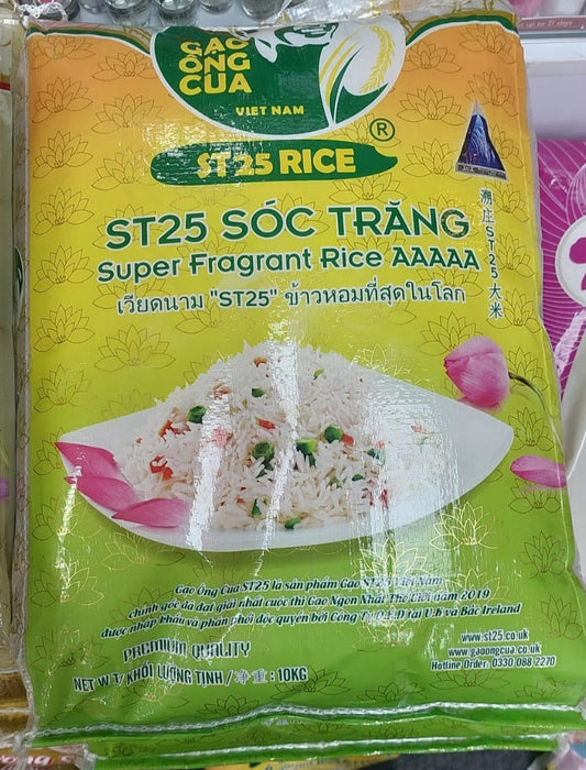 Gao Ong Cua ST25 Super Fragrant Rice AAAAA Cont Gao溯庒ST25大米 '10KG x1'