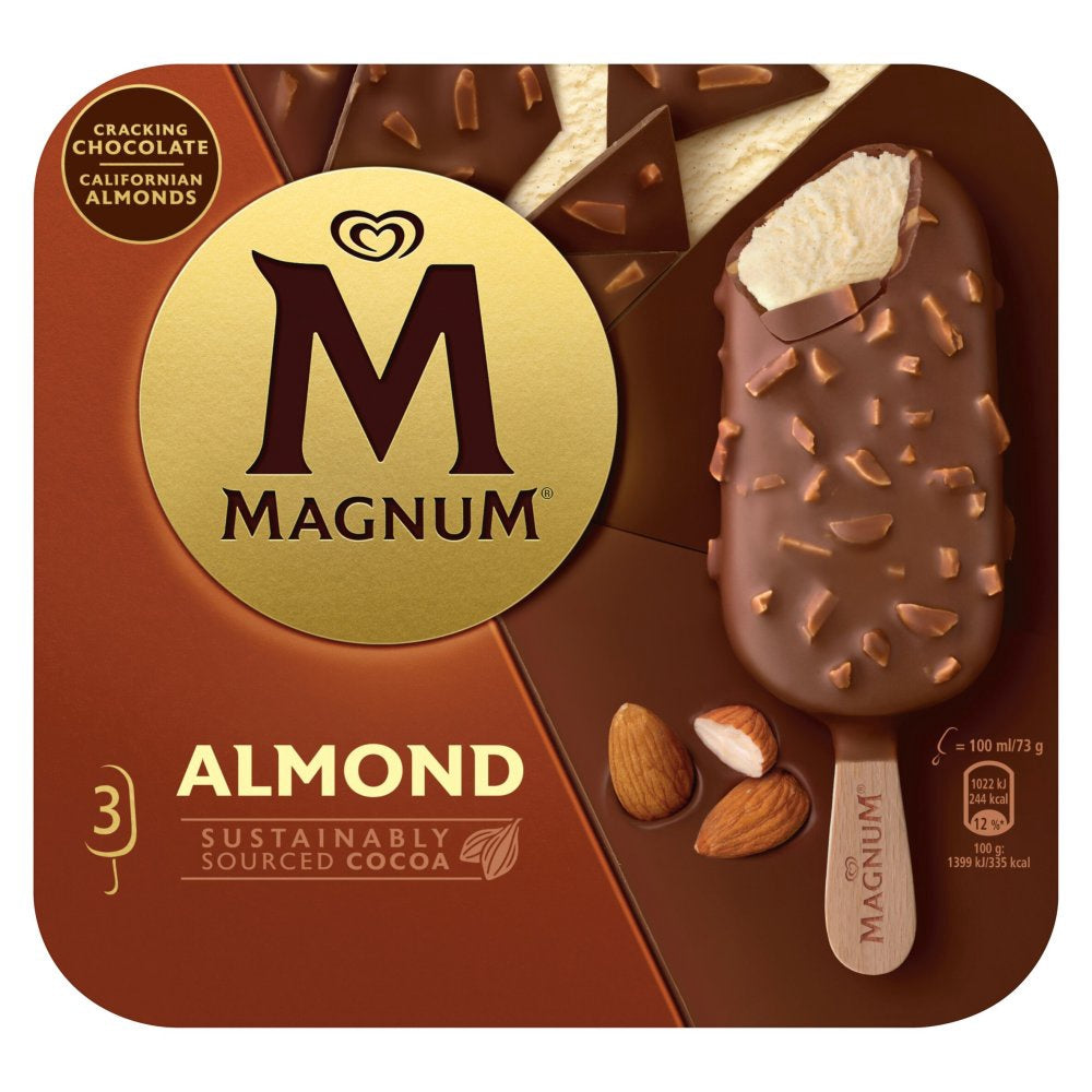 Magnum Ice Cream Sticks Almond (3 x 100 ml) x1 box