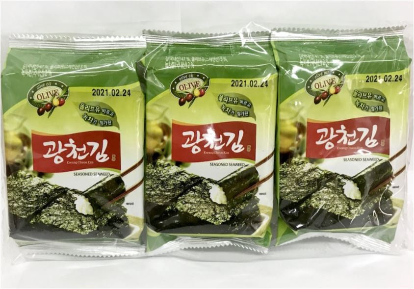 Dorirak Seasoned Seaweed 3Pack廣川 即食紫菜 (橄欖油和綠茶味) (5gx3) x1