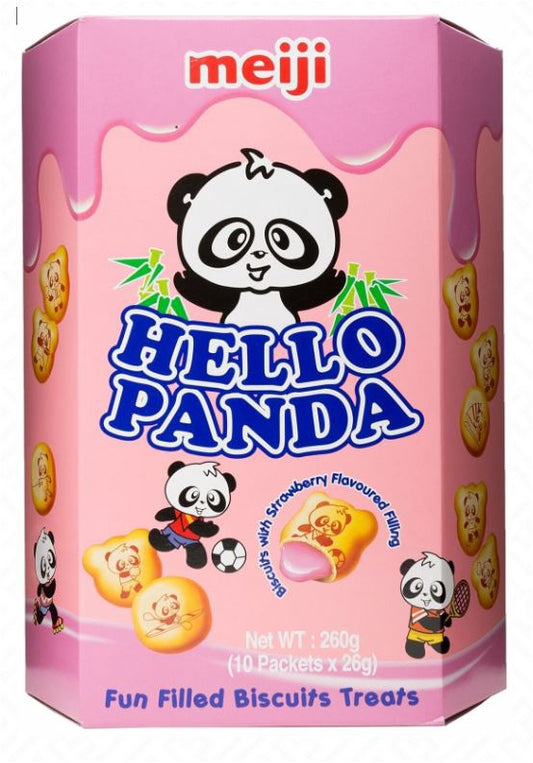 91369 Bánh quy dâu Meiji Hello Panda 明治貓熊夾心餅乾 -草莓 1x260g