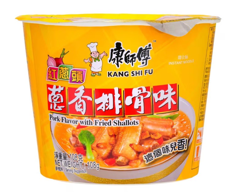 MK Noodles (Bowl) - Pork With Fried Shallots康師傅蔥香排骨麵(桶)108g x 1