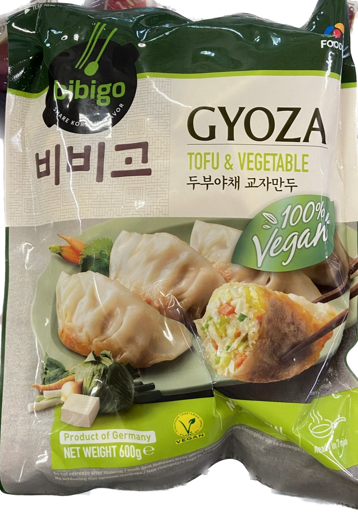 12486 Bibigo GYOZA Đậu phụ &amp; rau củ必品阁豆腐蔬菜煎饺 600g