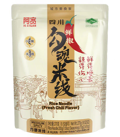 AK Sichuan Rice Noodle-Fresh Chilli Flavour 阿寬勾魂鮮椒米線 Mi Tu Xuyen Vi Ot 270g x 1