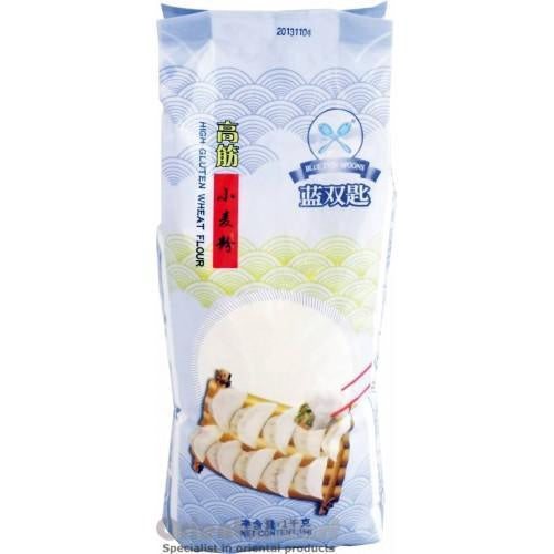 BS High Gluten Wheat Flour 藍雙匙高筋小麦粉(餃子專用粉)  Bot Mi 1kg x10