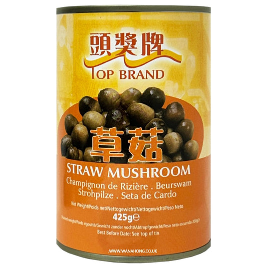 TOP Straw Mushrooms WHOLE 頭獎牌草菇 Nam rom dong hop 425g x1