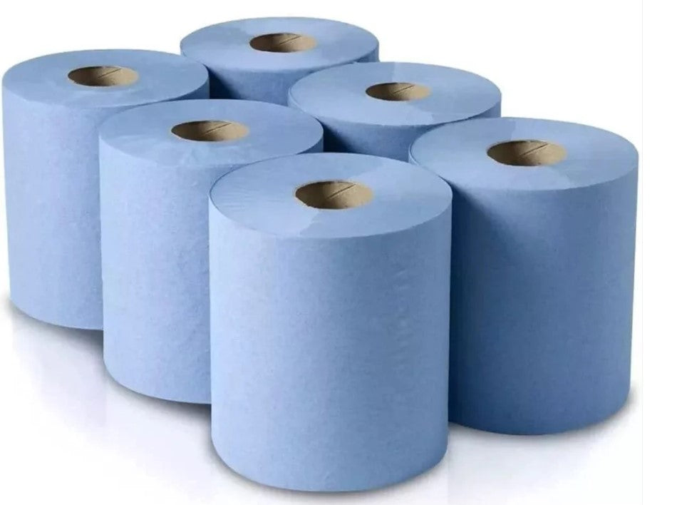 Centre Feed Roll Blue 2Ply 大蓝卷擦手纸 Giay Sanh Tro 50mtr x 6