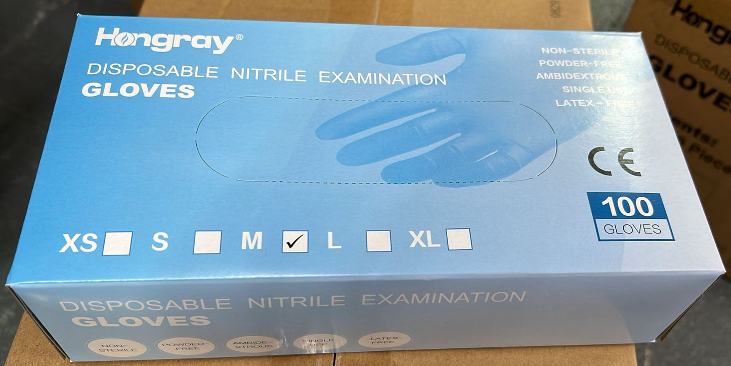 70519 Hongray Disposable Nitrile Examination Gloves size M x100