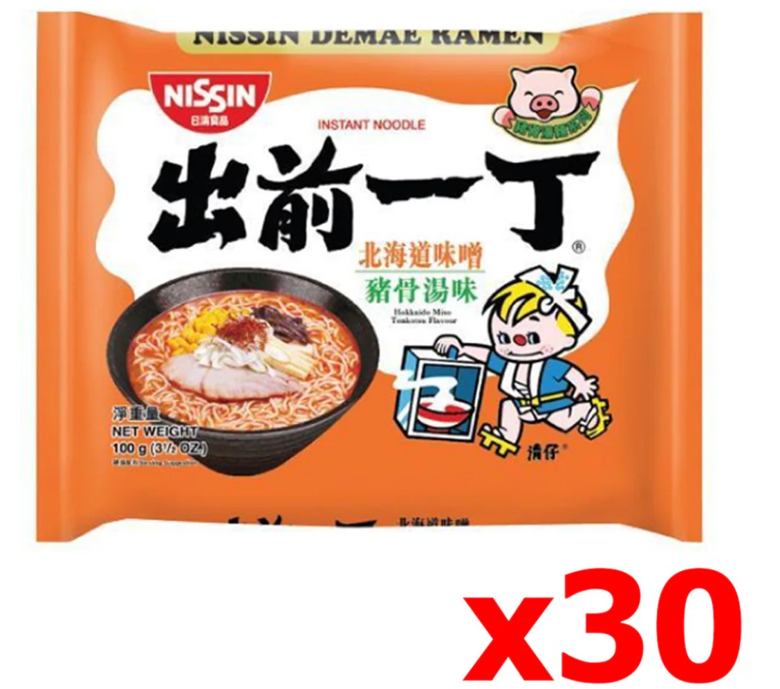 20027-7 Nissin Noodles HK - Hokkaido Miso Tonkotsu 出前一丁-北海道味噌豬骨湯味 100g x 30