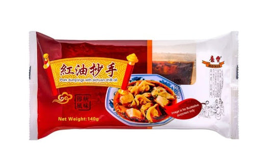 31552 HR Hoành thánh - Thịt lợn sốt dầu ớt Tứ Xuyên康樂紅油抄手140g x1