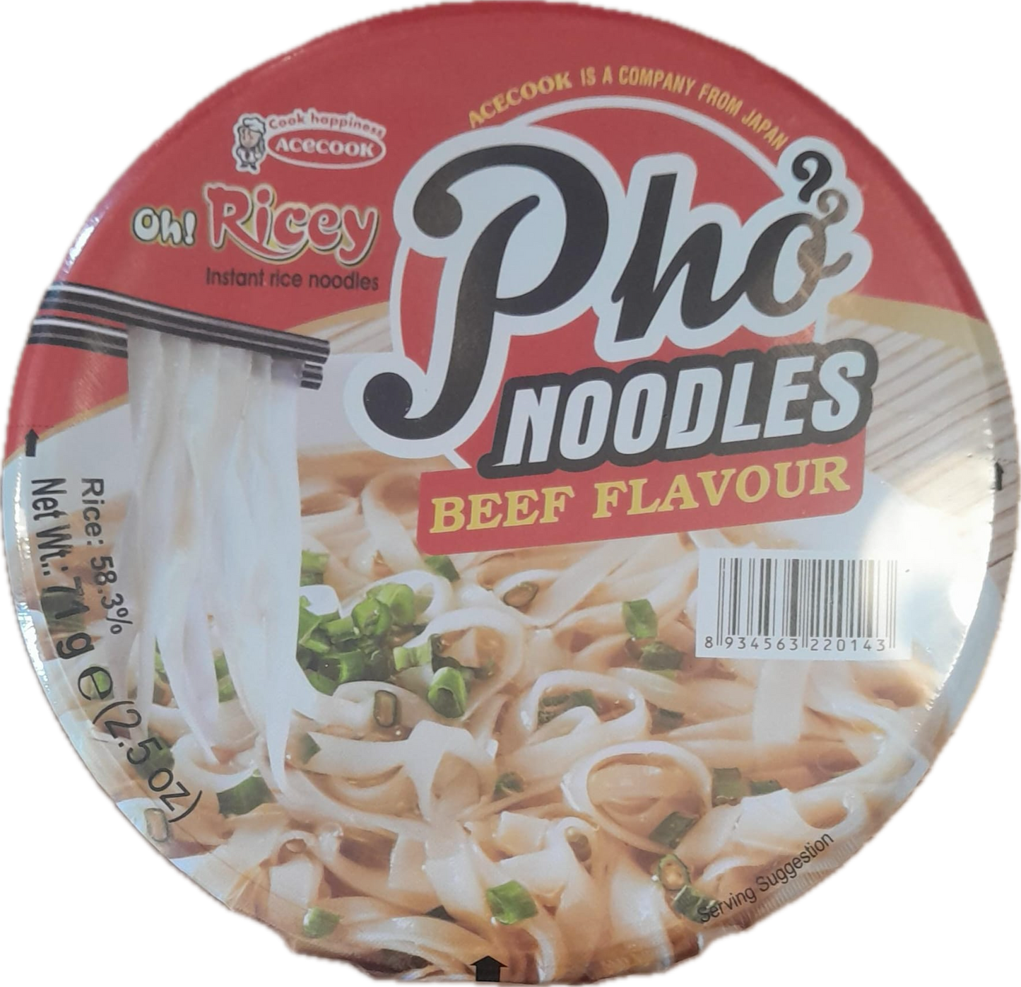 Oh Ricey BOWLS Beef Flavour 牛肉味河粉 (碗庒) Pho Bo 71g x 12