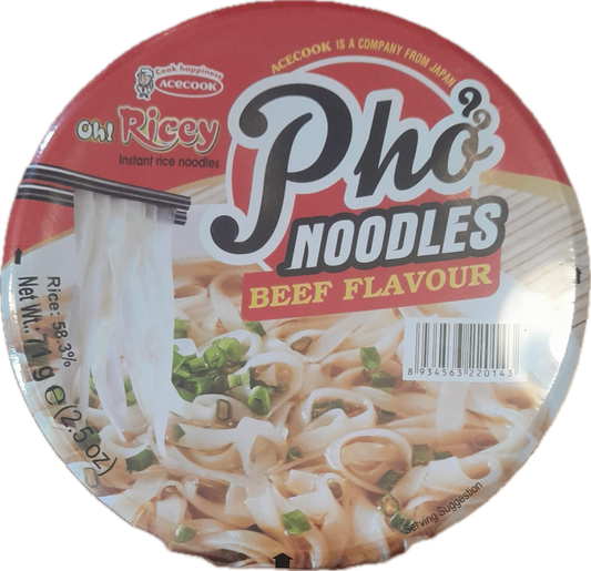 Oh Ricey BOWLS Beef Flavour 牛肉味河粉 (碗庒) Pho Bo 71g x 12