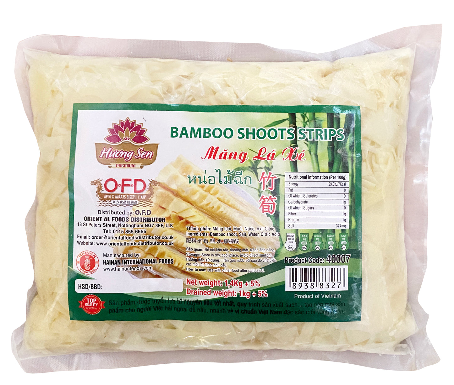 40007-7 Huong Sen Bamboo Shoot Shredded Mang La Tuoi Xe 1400gx12