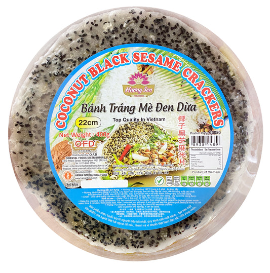 20050-0 Huong Sen Coconut Black Sesame Cracker Banh Trang Me Dua 椰子黑芝麻宣紙 400g x 22