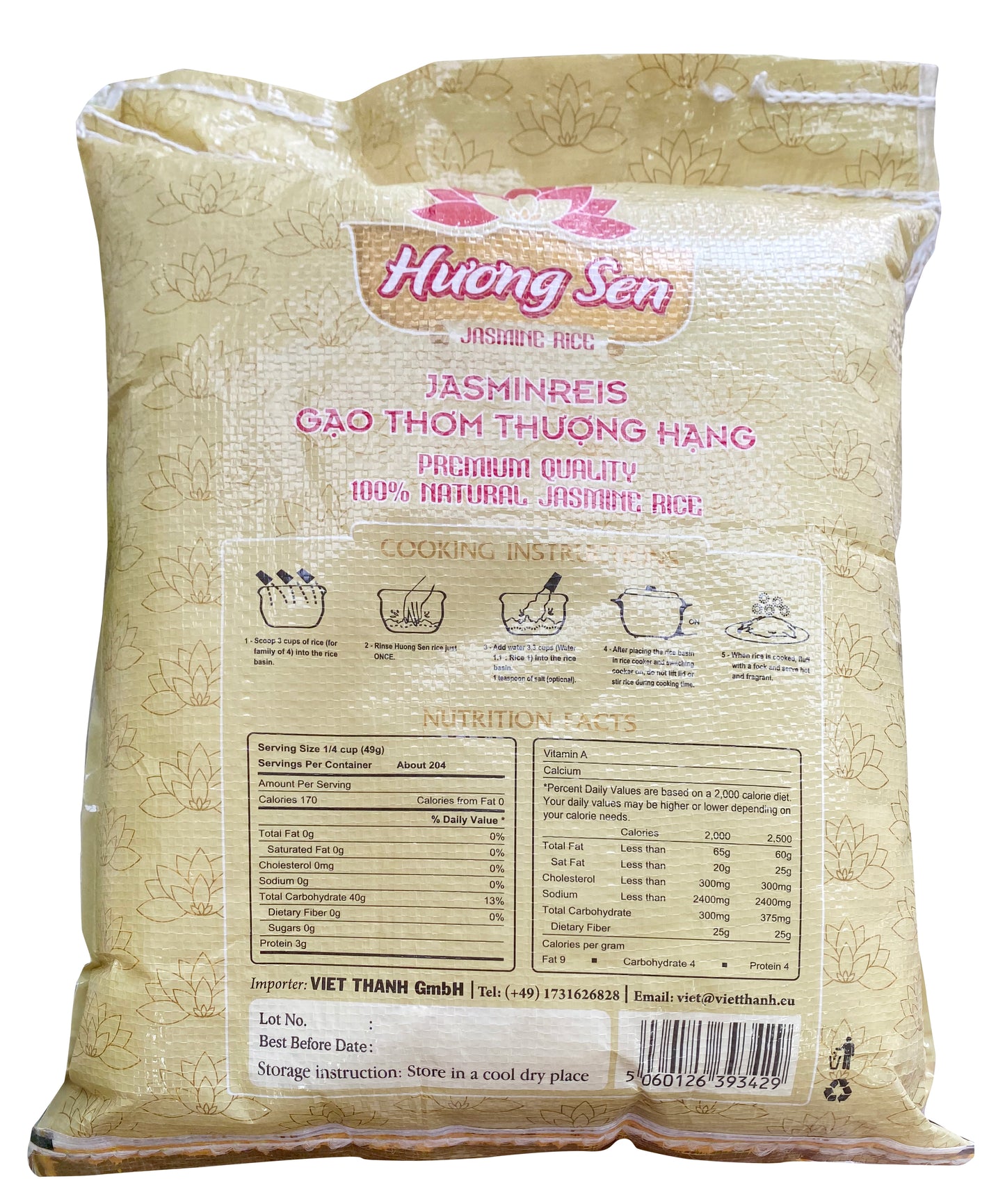 Gạo Thơm Hương Sen 香米 Gạo Thơm Thượng Hàng 5kg x1