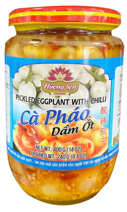 40013-3 Huong Sen Pickled Eggplant With Chilli Ca Phao Dam Ot 850g x 12jars