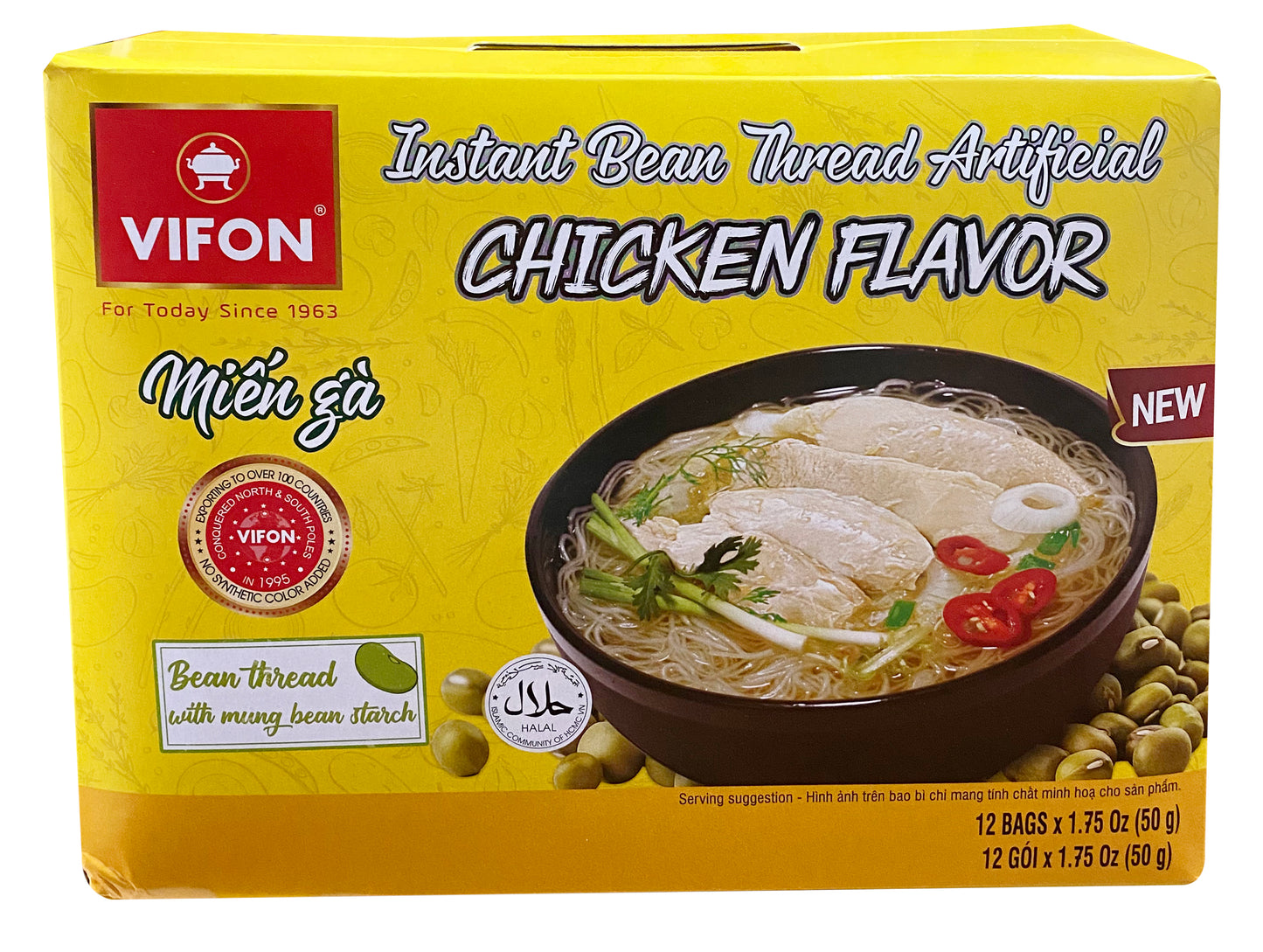 Thịt gà sợi đậu Vifon Flv 鸡味即食粉丝 Mien Ga An Lien 50g x 12