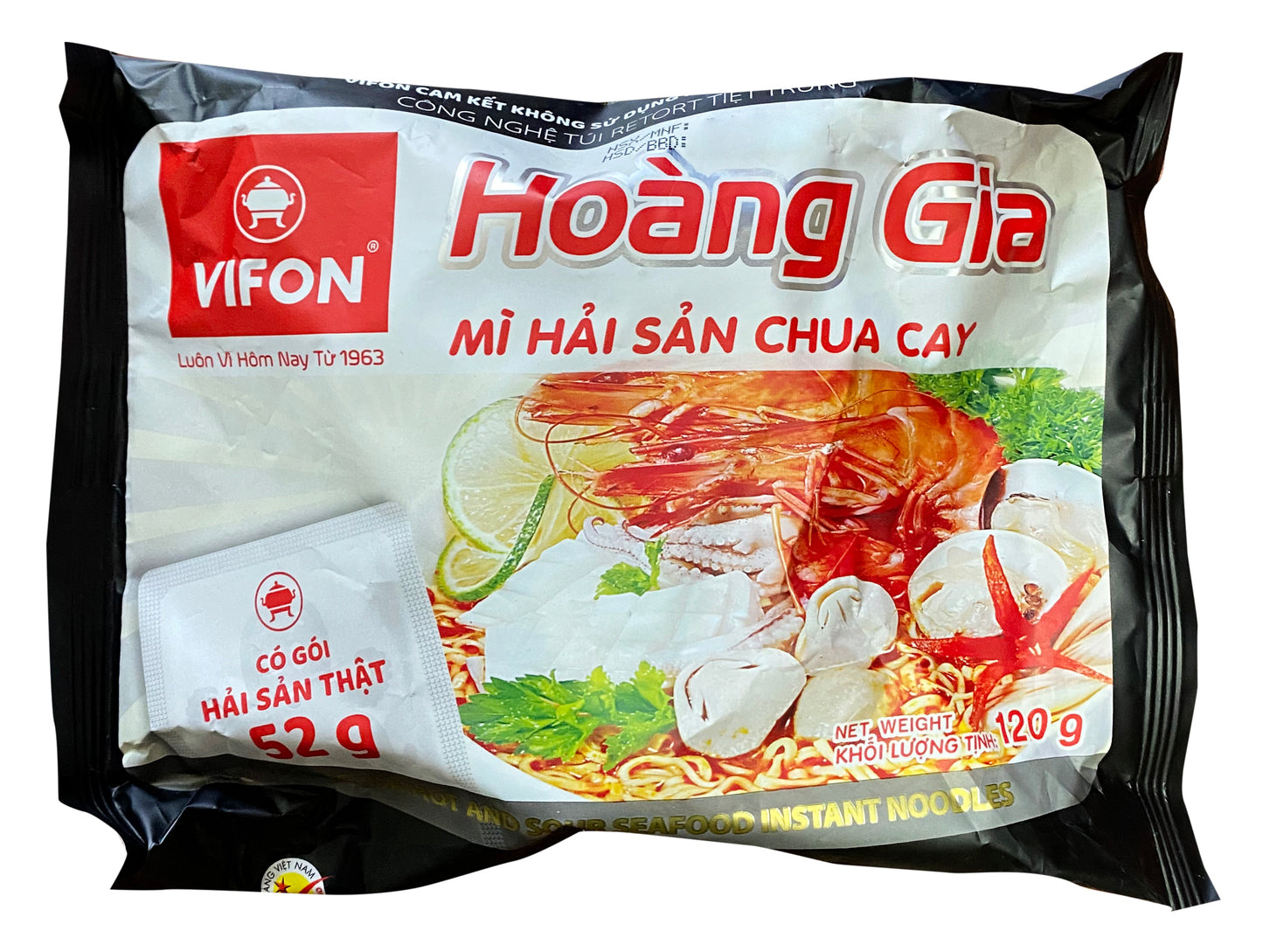 Vifon Asian Style Noodles With Seafood 酸辣海鮮麵 Mi Hai San Chua Cay Hoang Gia 120g x 18