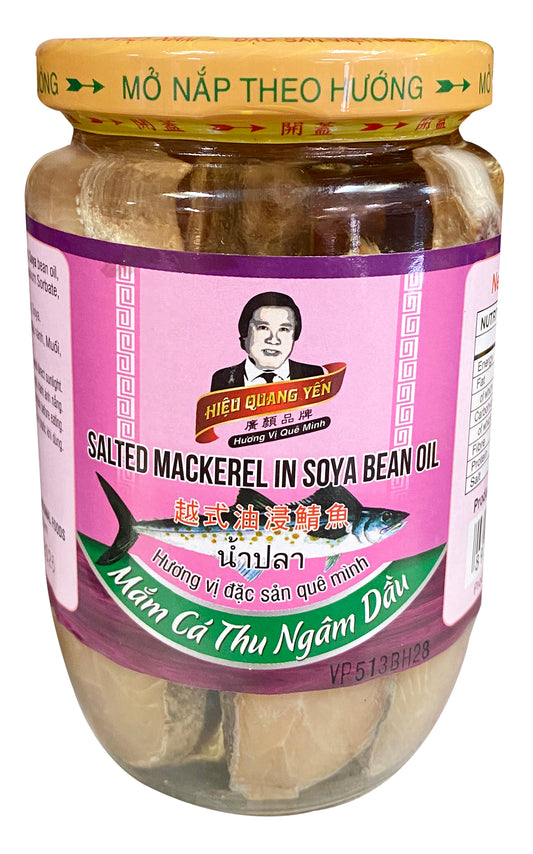 Hiếu Quang Yên Cá Thu Bảo Quản Dầu Đậu Mắm Cà Thủ Dầu 385gr x 24