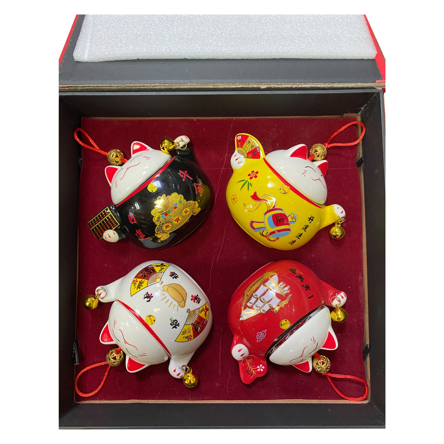 Cat Tea Jar Holder Set of 4 Pack Hu Dung Tra Con Meo 4 pcs x 1set