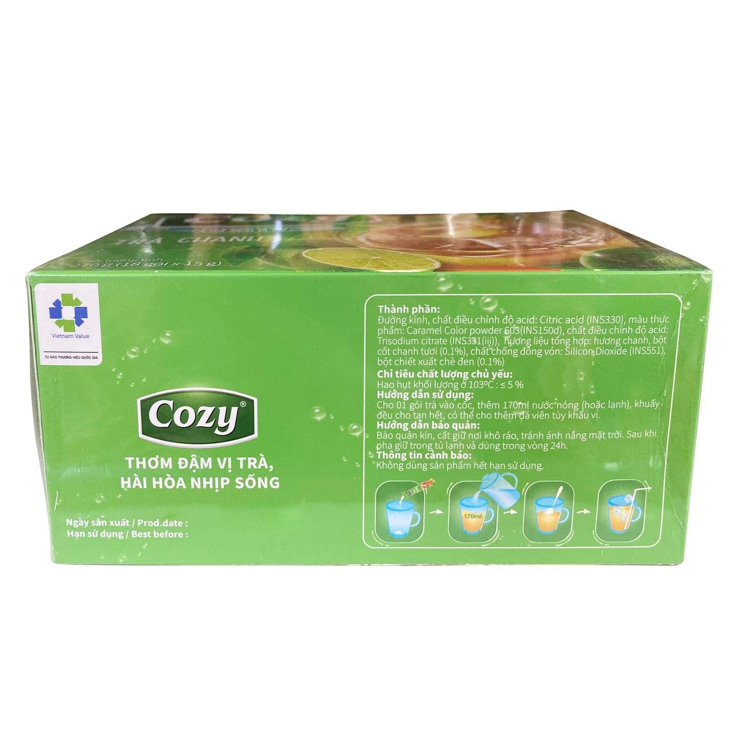 Cozy Lemon Ice Tea 柠檬冰茶 Tra Chanh Cozy 15gr x 18 pack x 1