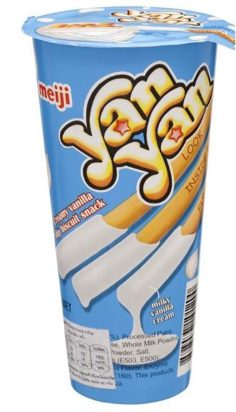 Meiji Yan Yan Creamy Vanilla Flavoured Dip Biscuit Snack  Meiji 明治欣欣杯巧克力餅乾條 香草味 50g x1