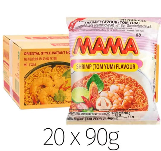 MAMA Noodle Shrimp Tom Yum ORIGINAL媽媽酸辣蝦口味湯麵 Mi Tom Chua Cay 90g x 20