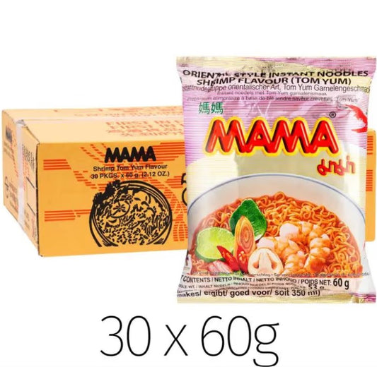 01519 MAMA Noodle Shrimp Tom Yum 媽媽酸辣蝦味湯麵 Mi tom an lien 60g*5 (包) x1