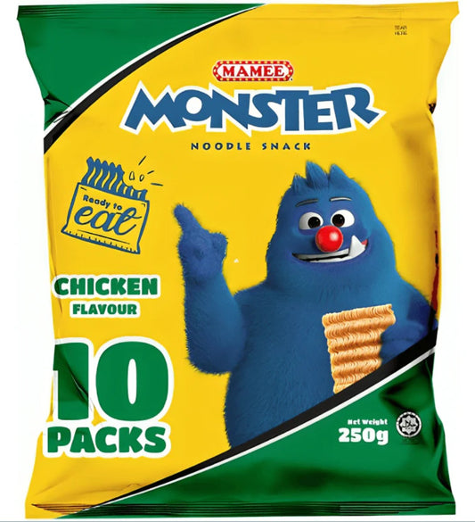 Mamee Monster Crispy Noodle Chicken 媽咪麵雞味 (25g x10) x1