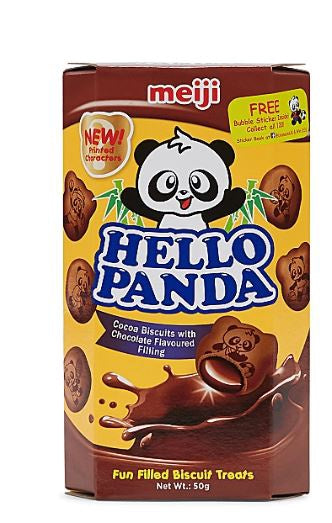 Bánh quy sô cô la đôi Meiji Hello Panda 明治貓熊夾心餅乾 - 雙重朱古力1x50g”