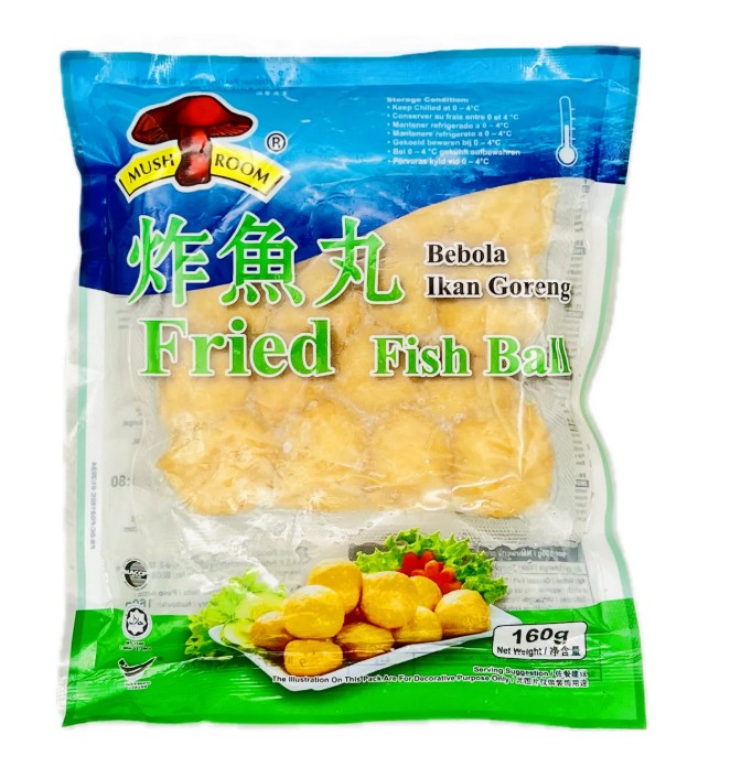 Mushroom Brand Fried Fish Ball 蘑菇牌炸魚丸 (Chilled) 160g x1